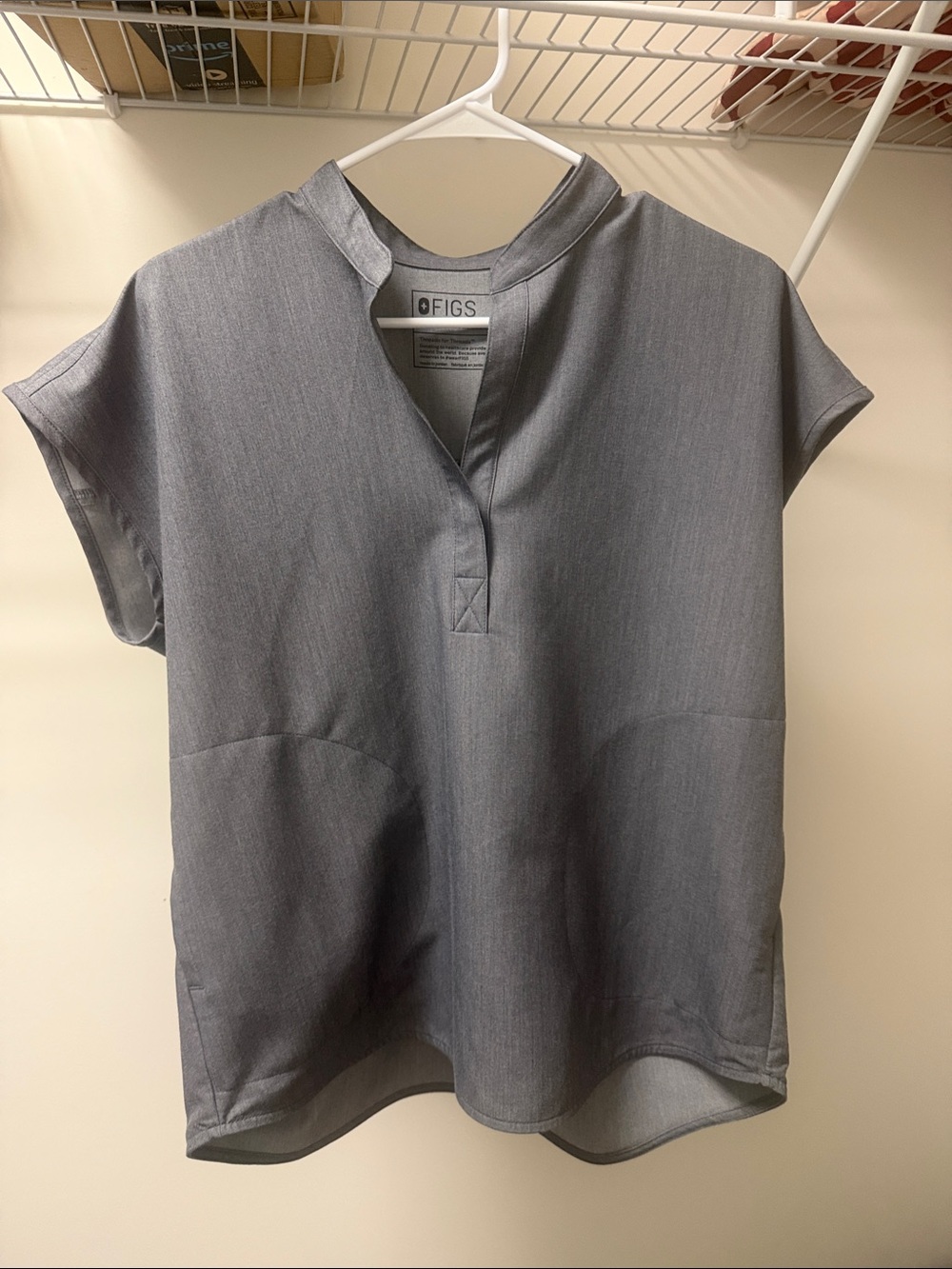 Figs Women's Gray Split-Neck Short-Sleeve Tunic